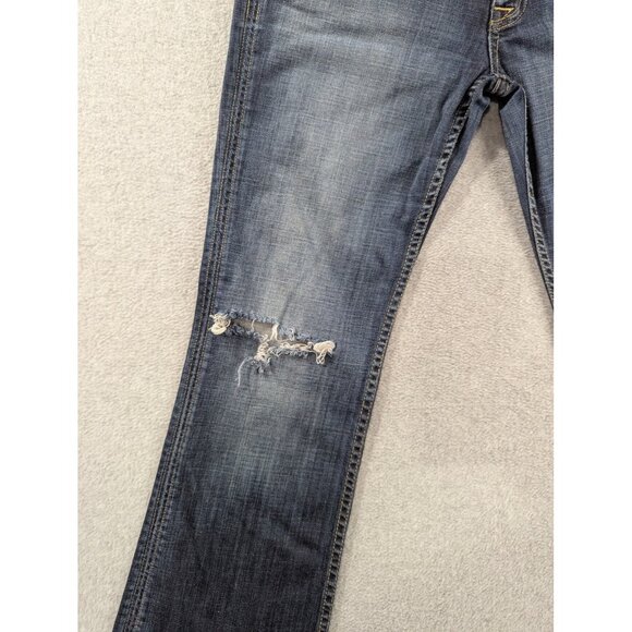 Hudson Jeans Womens 32 Blue Bootcut Distressed Made USA Button Fly Denim Pants - Picture 4 of 13